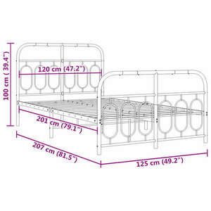 vidaXL fehér fém ágykeret fej- és lábtámlával 120x200 cm kép