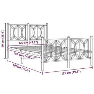 vidaXL fehér fém ágykeret fej- és lábtámlával 120 x 190 cm kép