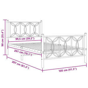 vidaXL fehér fém ágykeret fej- és lábtámlával 100x200 cm kép