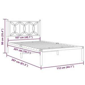 vidaXL fehér fém ágykeret fejtámlával 107x203 cm kép