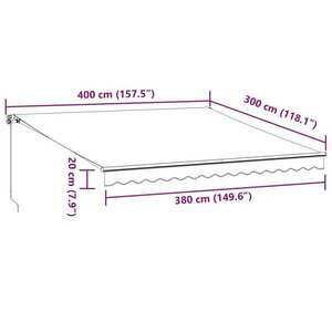 vidaXL barna kézzel kihúzható napellenző 400 x 300 cm kép