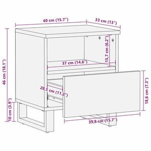 vidaXL 2 db tömör mangófa éjjeliszekrény 40 x 33 x 46 cm kép