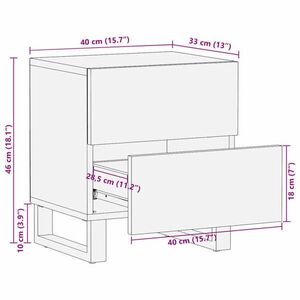 vidaXL 2 db fehérített tömör mangófa éjjeliszekrény 40 x 33 x 46 cm kép