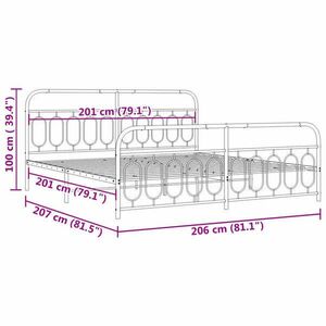 vidaXL fehér fém ágykeret fej- és lábtámlával 200x200 cm kép