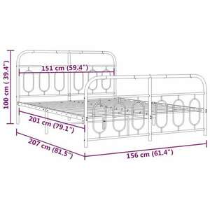 vidaXL fehér fém ágykeret fej- és lábtámlával 150x200 cm kép
