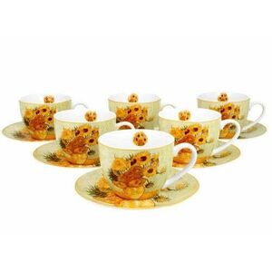 Porceláncsésze + alj 280ml, 6 személyes dobozban, Van Gogh: Napraforgók kép