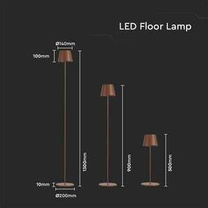 V-TAC 4W Corten barna, érintéssel vezérelhető akkumulátoros LED állólámpa, meleg fehér - SKU 7008 kép