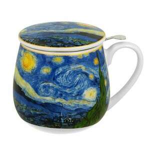 Van Gogh Csillagos éj porcelán öblös bögre fémszűrővel - 430 ml kép