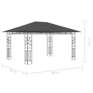 vidaXL antracit pavilon szúnyoghálóval/LED fényfüzérrel 4 x 3 x 2, 73 m kép