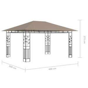 vidaXL tópszínű pavilon szúnyoghálóval/LED fényfüzérrel 4 x 3 x 2, 73 m kép