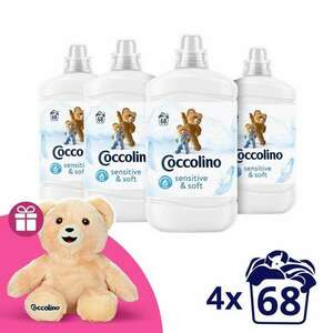 Coccolino Sensitive Pure Öblítő koncentrátum 272 mosás (4x1700ml) + Ajándék Coccolino Maci kép