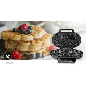 Gofrisütő | 2 x 5 Heart shaped waffles | 12 cm | 1200 W | Automatikus hőmérséklet-szabályozással | Fém / Műanyag kép