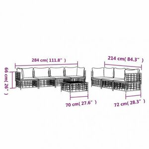 vidaXL 8-részes antracitszürke polyrattan kerti ülőgarnitúra párnákkal kép