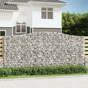 vidaXL 3 db íves horganyzott vas gabion kosár 400x50x180/200 cm kép