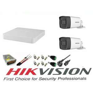 Videó megfigyelő rendszer Hikvision 2 kamerák 5MP Turbo HD IR 40 M 4 csatornás Hikvision DVR teljes tartozékokkal, internet kép