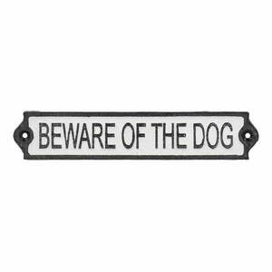 Öntöttvas falitábla 26x5 cm Beware of the Dog – Esschert Design kép