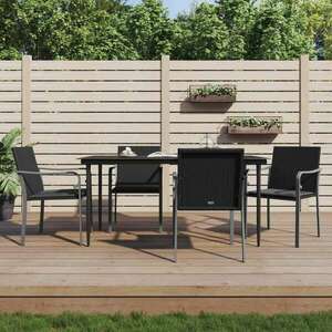 vidaXL 4 db fekete polyrattan kerti szék párnával 56x59x84 cm kép