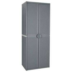 vidaXL szürke PP rattan kerti tárolószekrény 65 x 45 x 172 cm kép