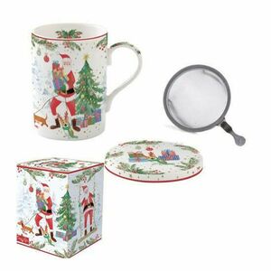 R2S.105JOYF Porcelán szűrősbögre tetővel, 350ml, dobozban, Joyful Santa kép