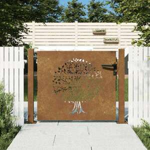 vidaXL rozsdaszínű famintás corten acél kerti kapu 105 x 105 cm kép