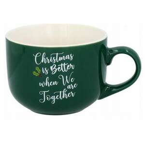 Karácsonyi zöld porcelán bögre 420 ml - Christmas is better when we are together kép