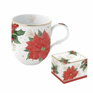 R2S.1721POBE Porcelánbögre 350ml, dobozban, Poinsettia &amp; Berries kép