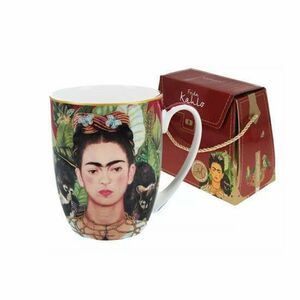 H.C.836-0001 Porcelánbögre 380ml, dobozban, Frida Kahlo: Önarckép tövisnyaklánccal, kolibrivel kép