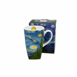 D.G.44249 Porcelánbögre szögletes, 630ml, dobozban, Van Gogh: Csillagos éj kép