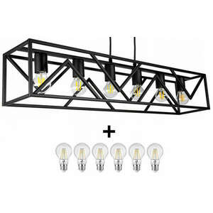 Glimex CAGE állítható függőlámpa fekete 6x E27 + ajándék LED izzók kép