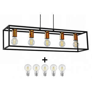 Glimex CAGE állítható függőlámpa fekete réz/króm 5x E27 + ajándék LED izzók kép