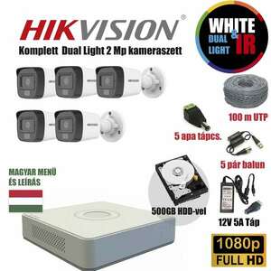 Hikvision AcuSense 2MP TurboHD Dual Light kamera rendszer 5db kamerával és 500GB HDD-vel kép