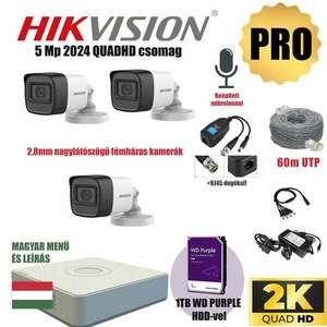 Hikvision 5Mp PRO Szereld Magad Csomag 4 kamerával és RJ45 balunnal! kép