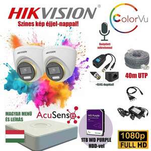 Hikvision 2MP ColorVU 2 Kamerás Szereld Magad TurboHD Csomag RJ45 balunnal kép