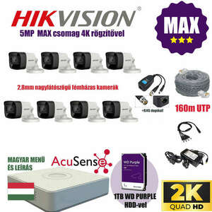 Hikvision 5Mp MAX Szereld Magad Csomag 8 kamerával és RJ45 balunnal kép