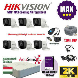 Hikvision 5Mp MAX Szereld Magad Csomag 6 kamerával és RJ45 balunnal kép