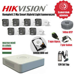 Hikvision 2MP TurboHD prémium kamera rendszer 7db kamerával és 500GB HDD-vel kép