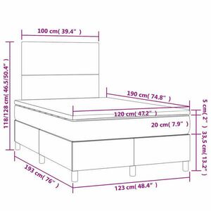 vidaXL világosszürke szövet rugós ágy matraccal 120 x 190 cm kép