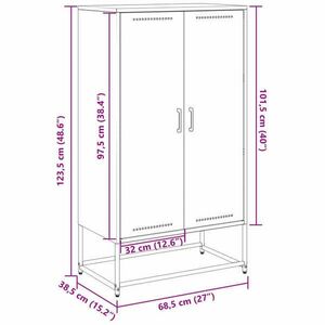 vidaXL fekete acél magasszekrény 68, 5x38, 5x123, 5 cm kép