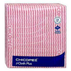 Törlőkendő CHICOPEE J-Cloth Plus konyhai eldobható 34 x 36 cm piros 50 db/csomag kép