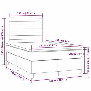 vidaXL kék szövet rugós és LED-es ágy matraccal 120x190 cm kép