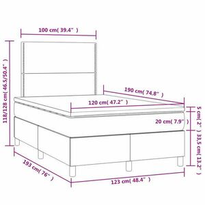 vidaXL kék szövet rugós és LED-es ágy matraccal 120x190 cm kép