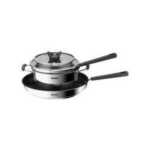 Tefal G737S544 Opti'Space 16, 20, 28 cm, max. 250 C, nemesacél-üveg-műanyag Inox-Átlátszó-Fekete edény készlet (5db) kép