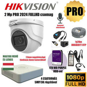 Hikvision 2MP PRO 1 Kamerás Szereld Magad TurboHD Csomag RJ45 balunnal és készre szerelt UTP kábellel kép