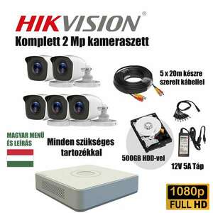 Hiwatch Szereld Magad TurboHD Csomag Hikvision DVR-rel 5 kamerás 2Mp 2.8mm 20m IR 5x20m készre szerelt kábellel kép