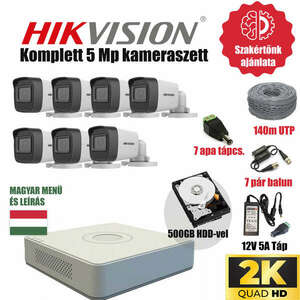 Hikvision Szereld Magad TurboHD Csomag 7 kamerás 5Mp szabadon vágható utp kábellel és hagyományos balunnal kép