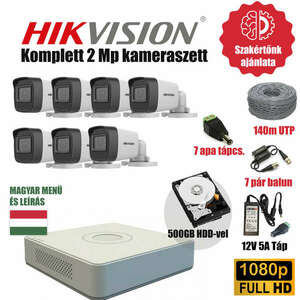 Hikvision 2MP Base TurboHD prémium kamera rendszer 7db kamerával és 500GB HDD-vel kép