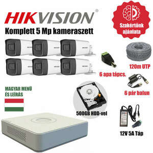 Hikvision 5MP TurboHD prémium kamera rendszer 6db kamerával és 500GB HDD-vel kép