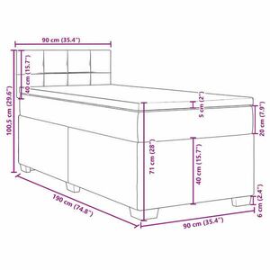 vidaXL fekete bársony rugós ágy matraccal 90x190 cm kép