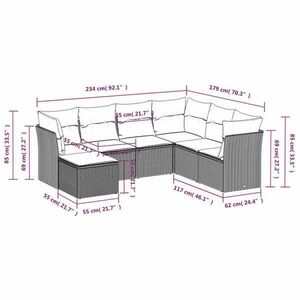 vidaXL 7 részes világosszürke polyrattan kerti ülőgarnitúra párnákkal kép