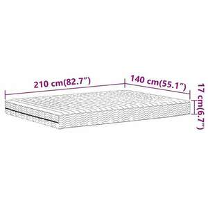 vidaXL fehér H2/H3 keménységű habmatrac 140 x 210 cm kép